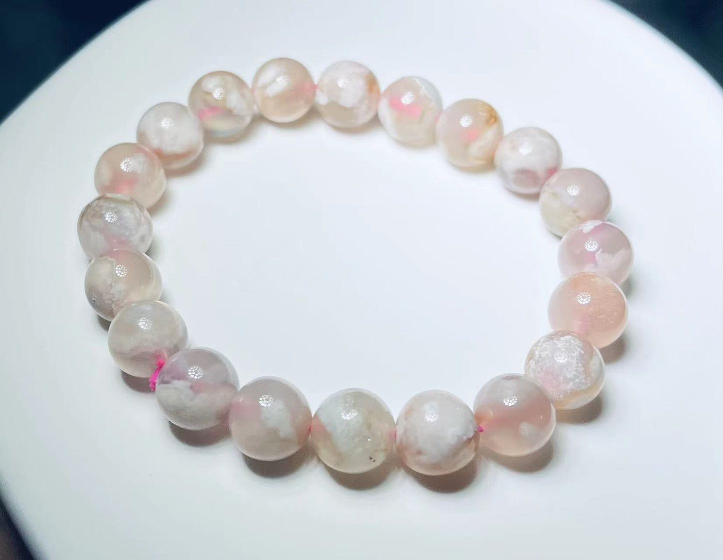 Nature crystal flower agate bracelet (pink color)